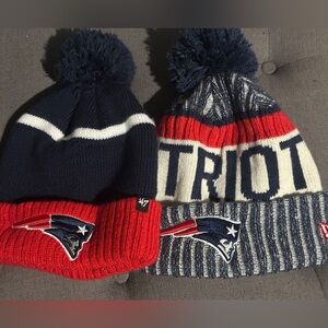 Patriots Pom-Pom Beanies - Red, Blue, White new era and 47 brand nwot